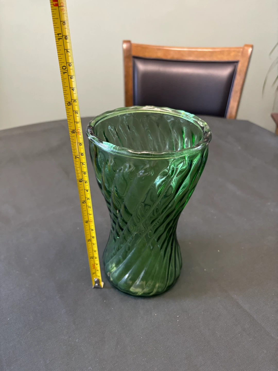 Vintage Green Swirl Glass Vase