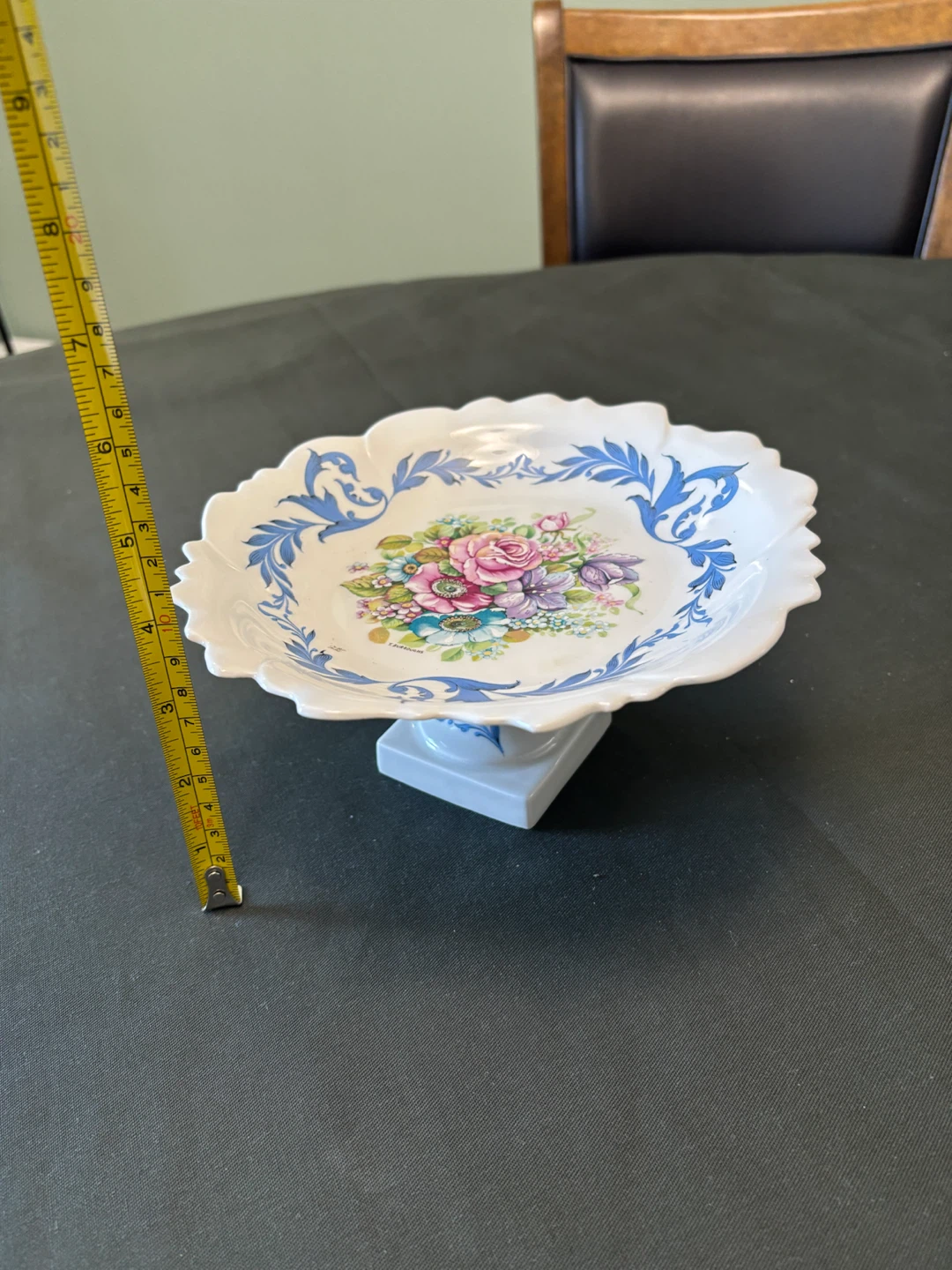 T. Furdonns Floral Pedestal Dish