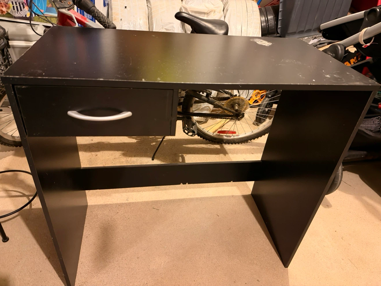 Black small desk with single drawer - photo 2