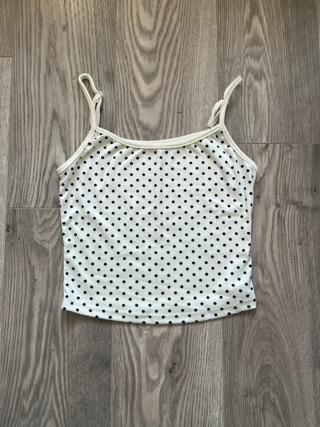 Shein cream and black polka dot camisole