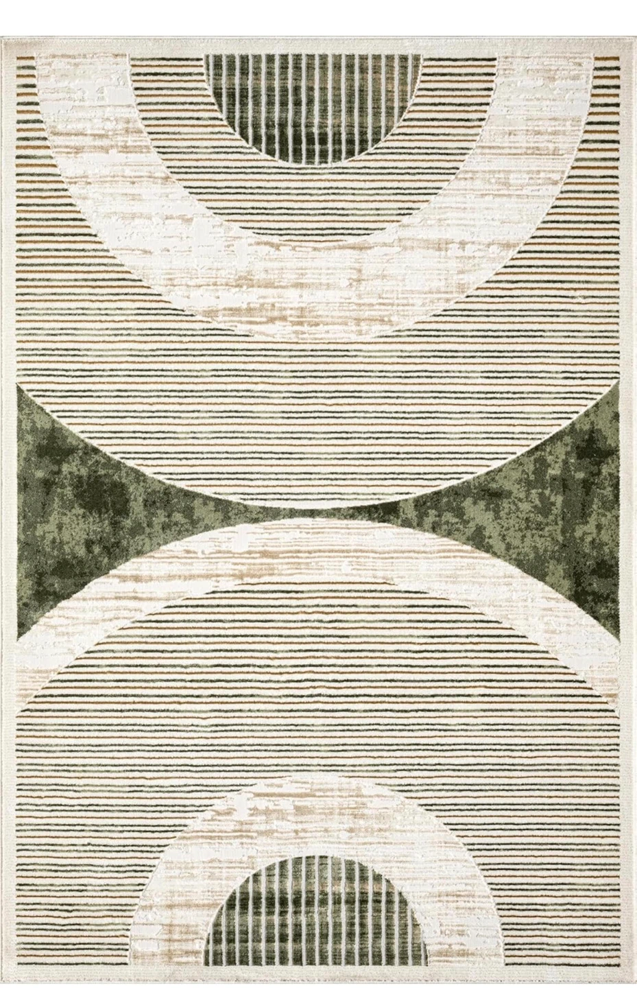Machine Washable Green and Cream Area Rug