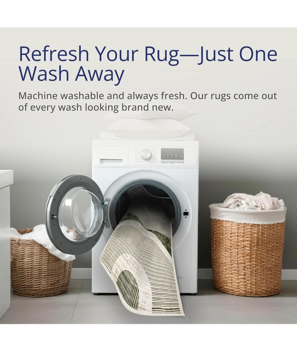 Machine Washable Green and Cream Area Rug - photo 3