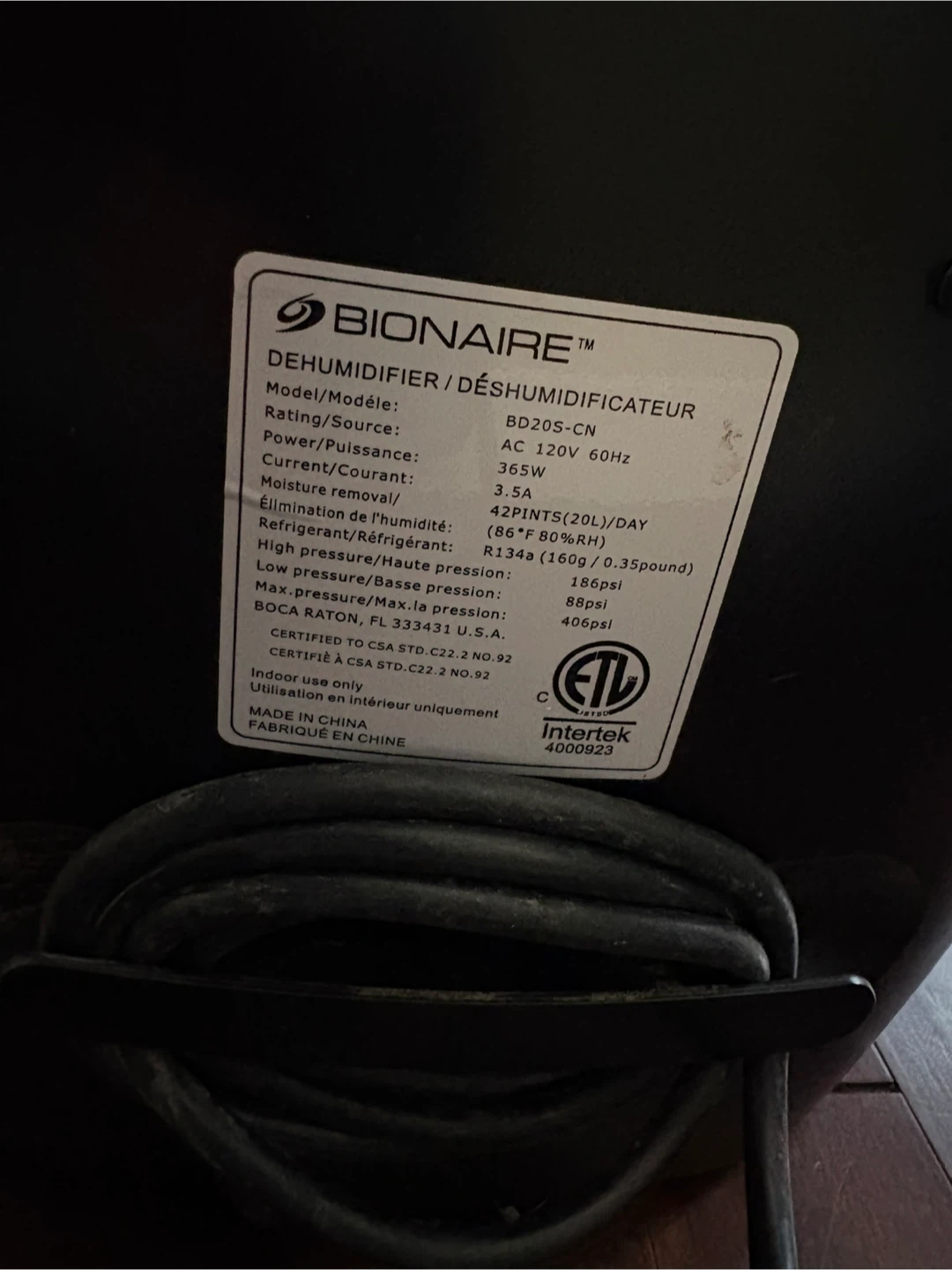 Bionaire Dehumidifier – Pickup Tonight Only - photo 2