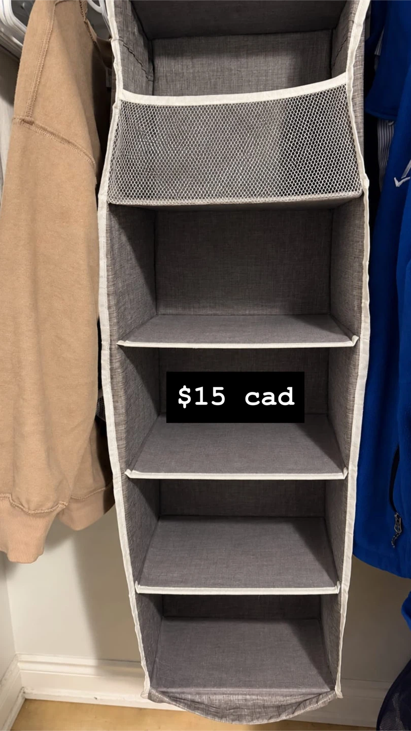 Grey Hanging Closet Organizer