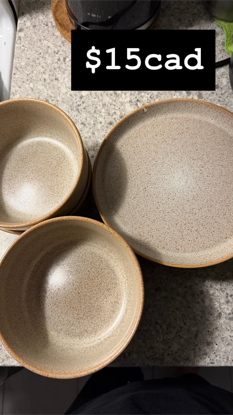 Speckled Ceramic Bowls and Plates Set