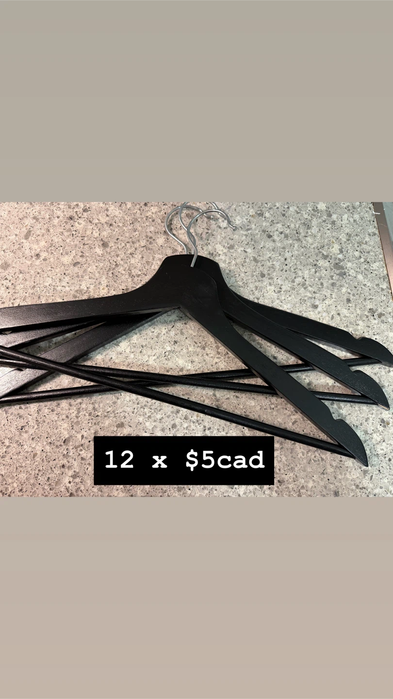 12 Black Wooden Hangers