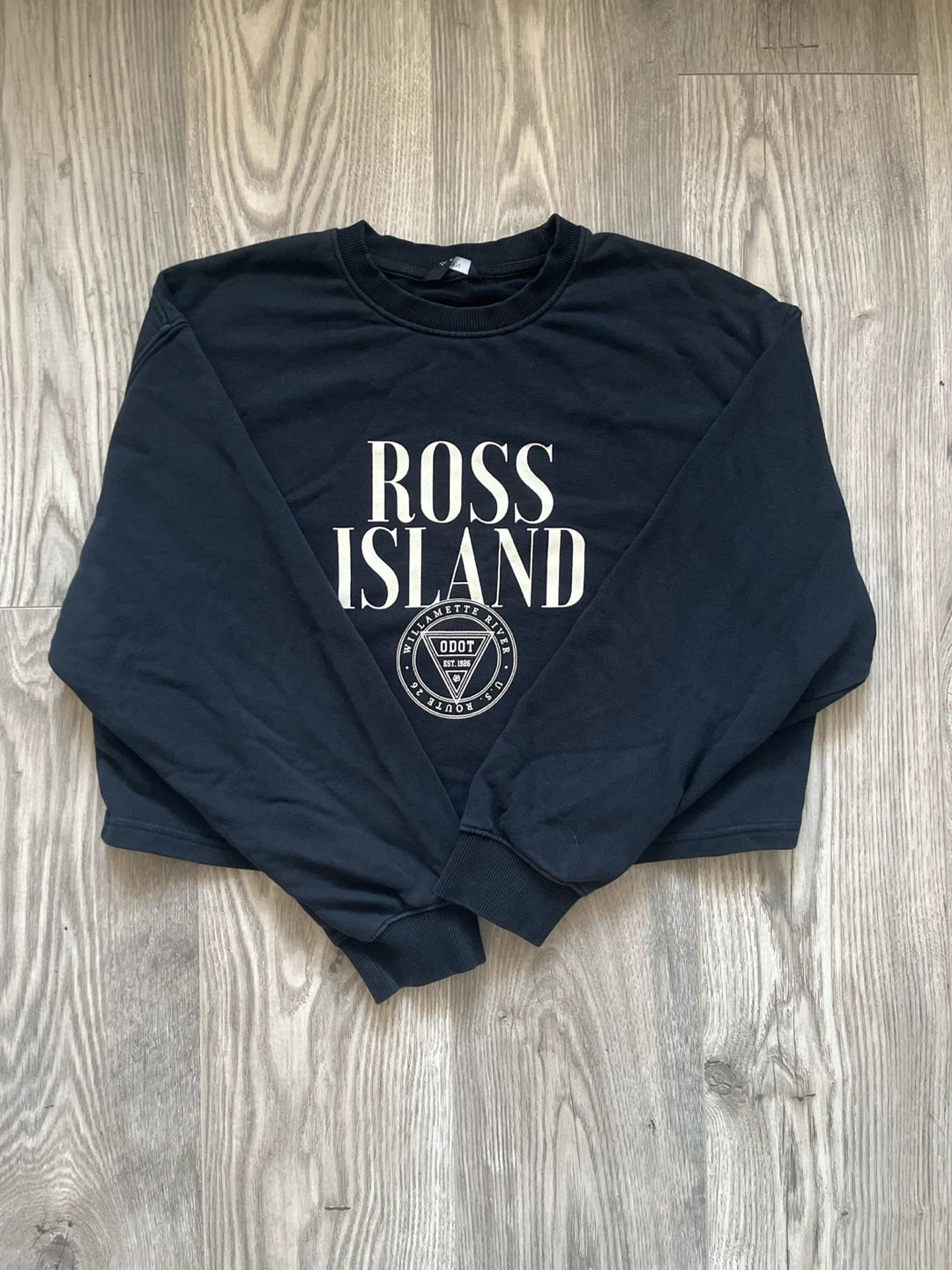 Korean Black Ross Island Graphic Crewneck Sweatshirt