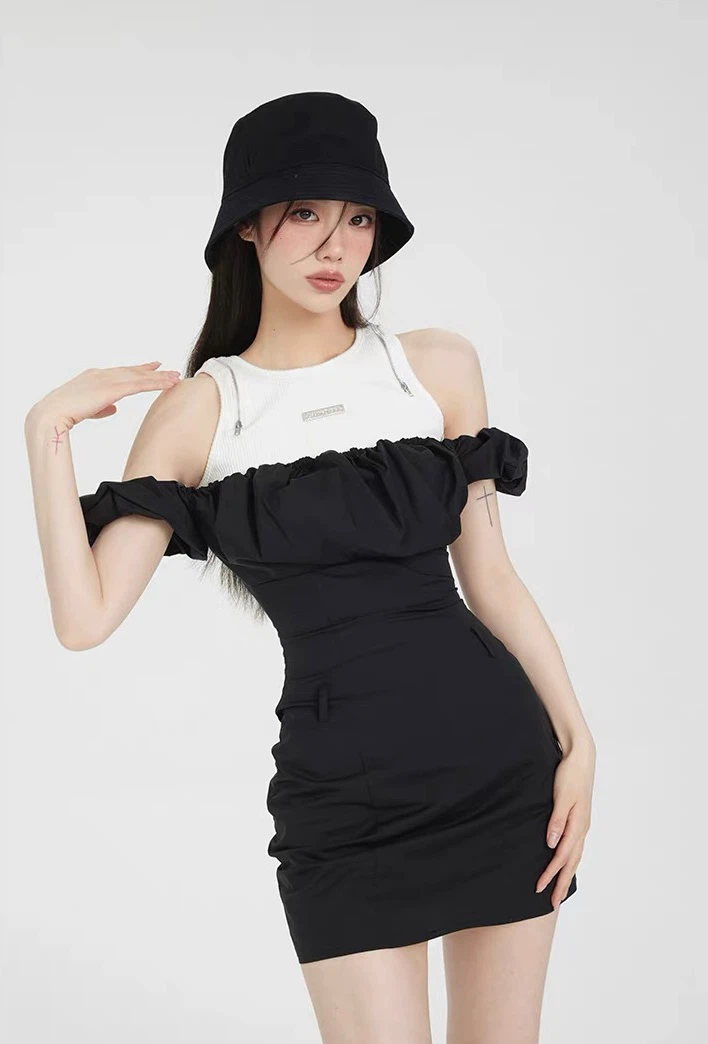 Brand New Black Off-Shoulder Ruffle Mini Dress – Size S/M - photo 3