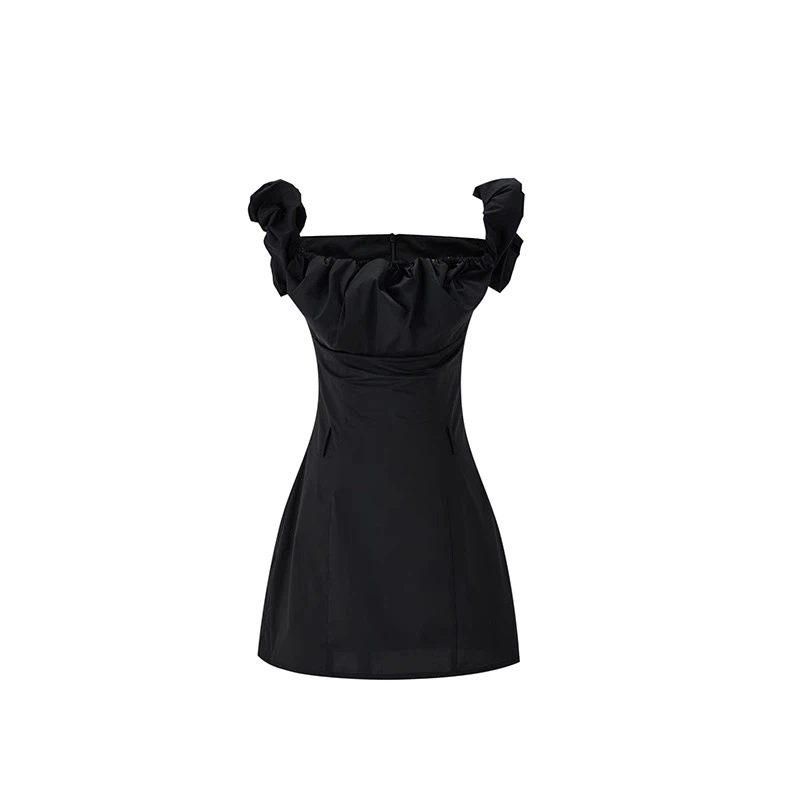 Brand New Black Off-Shoulder Ruffle Mini Dress – Size S/M - photo 5