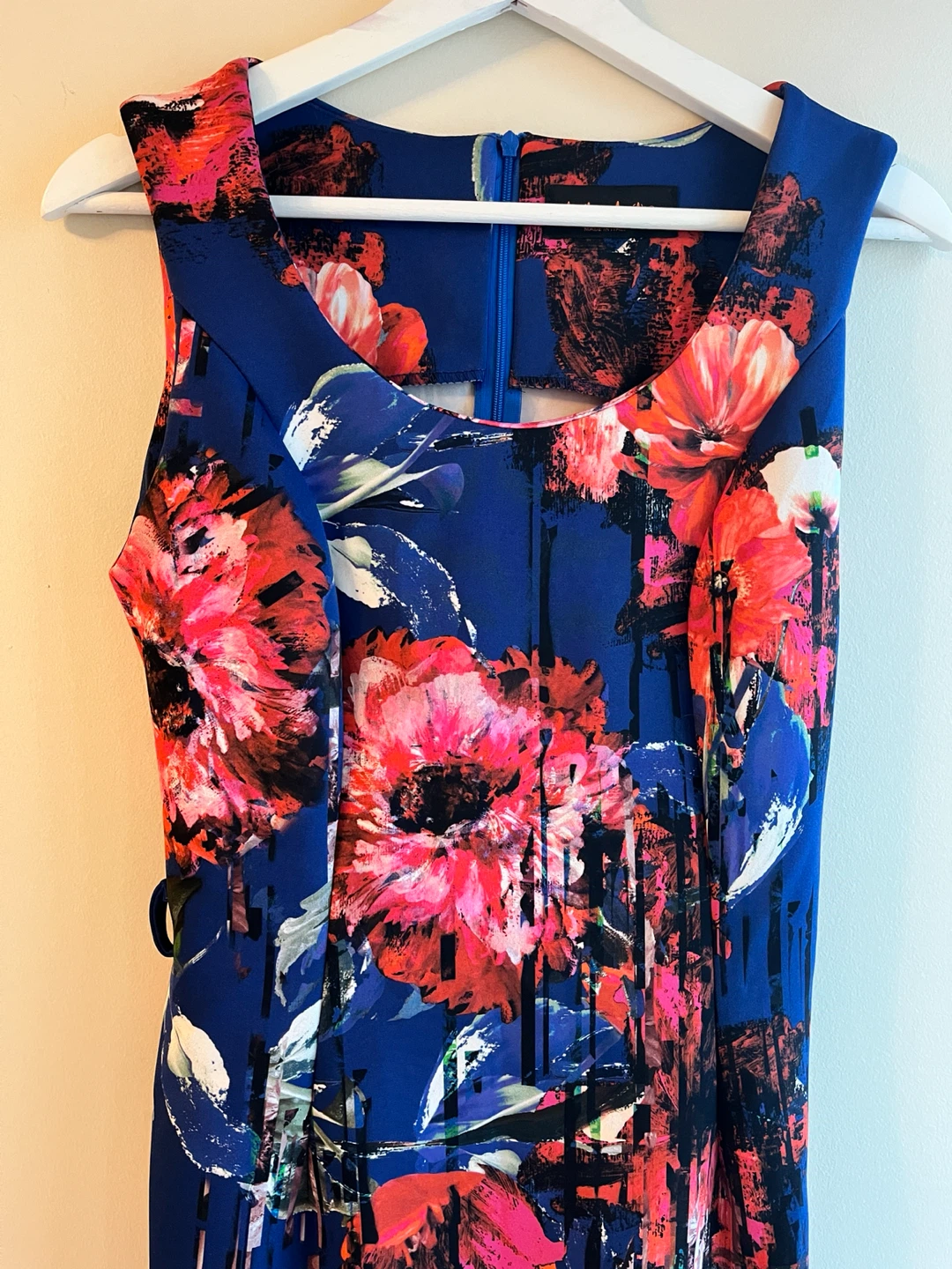 Floral Print Sleeveless Dress | Blue & Red Pattern Size Small - photo 2