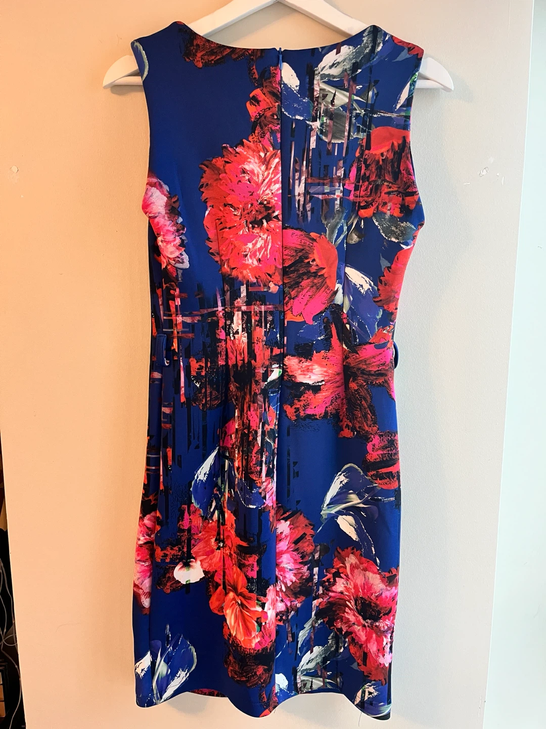 Floral Print Sleeveless Dress | Blue & Red Pattern Size Small - photo 4