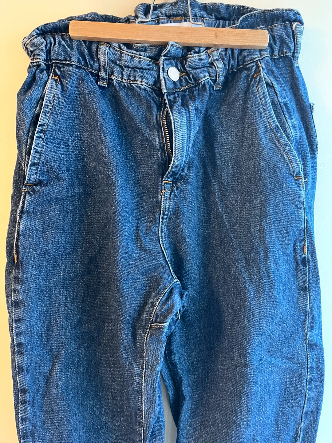 ZARA High-Waisted Paperbag Blue Denim Jeans Size Small - photo 2
