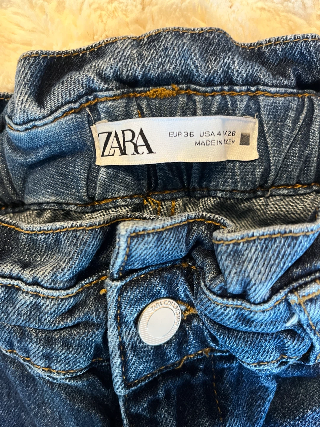ZARA High-Waisted Paperbag Blue Denim Jeans Size Small - photo 4