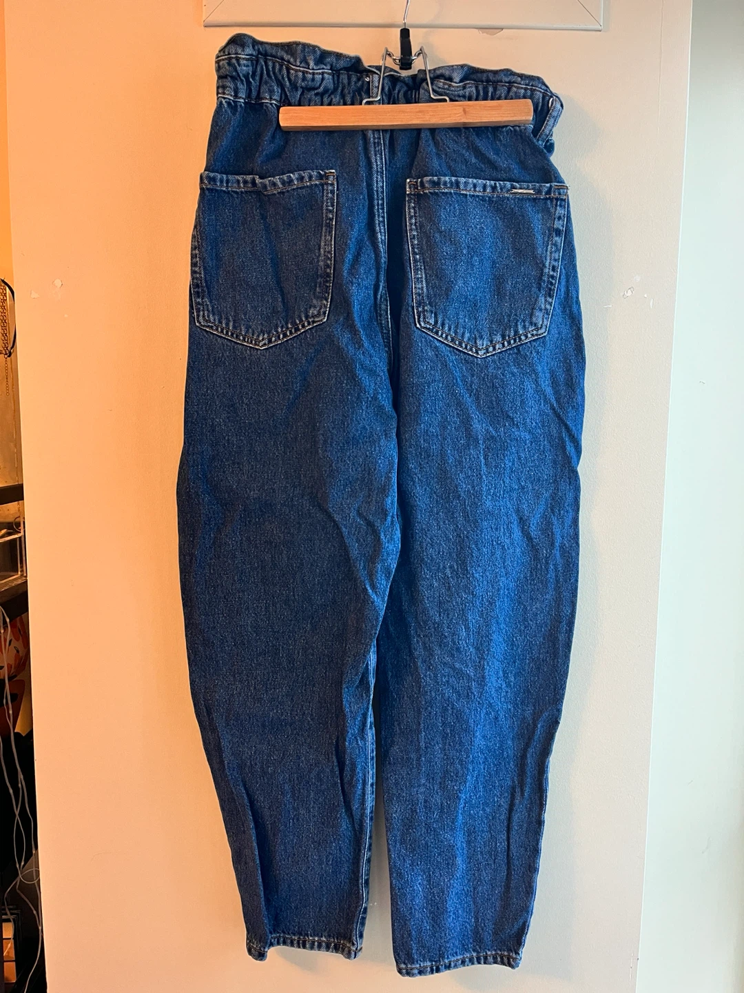 ZARA High-Waisted Paperbag Blue Denim Jeans Size Small - photo 5