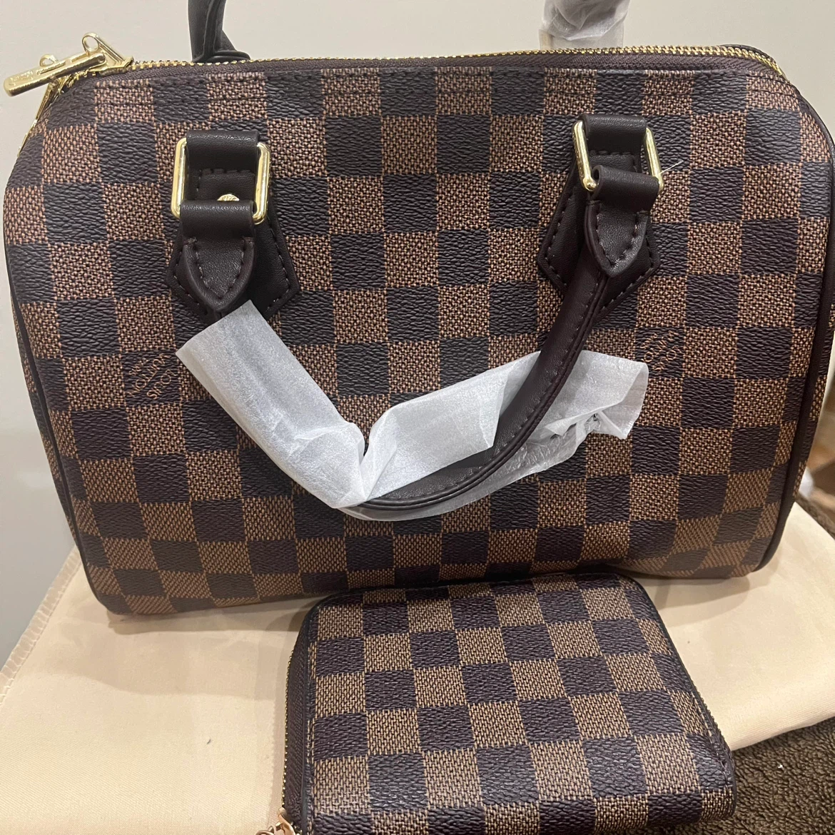 Damier Ebene Handbag and Wallet Set