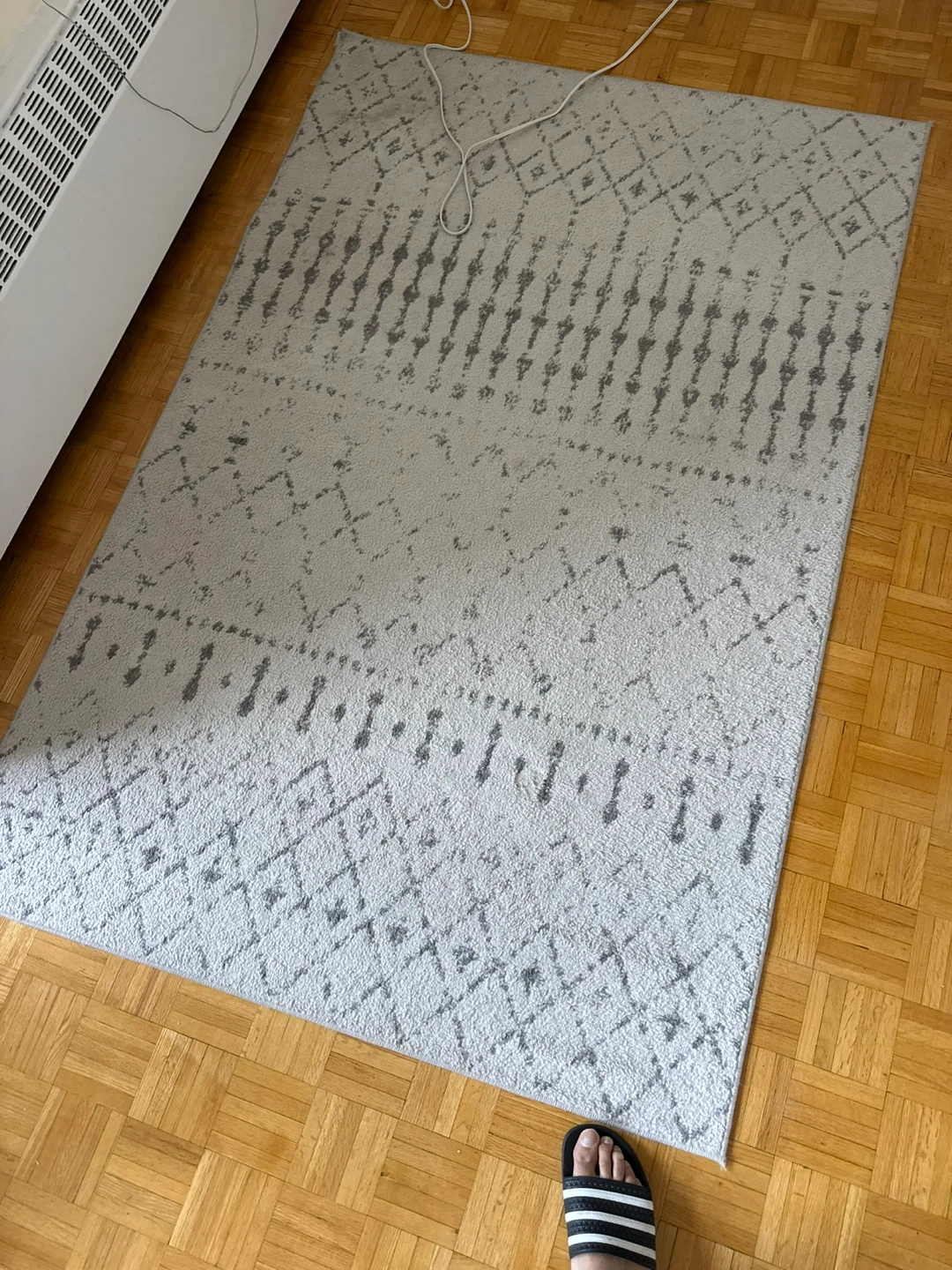 Grey and White Geometric Area Rug