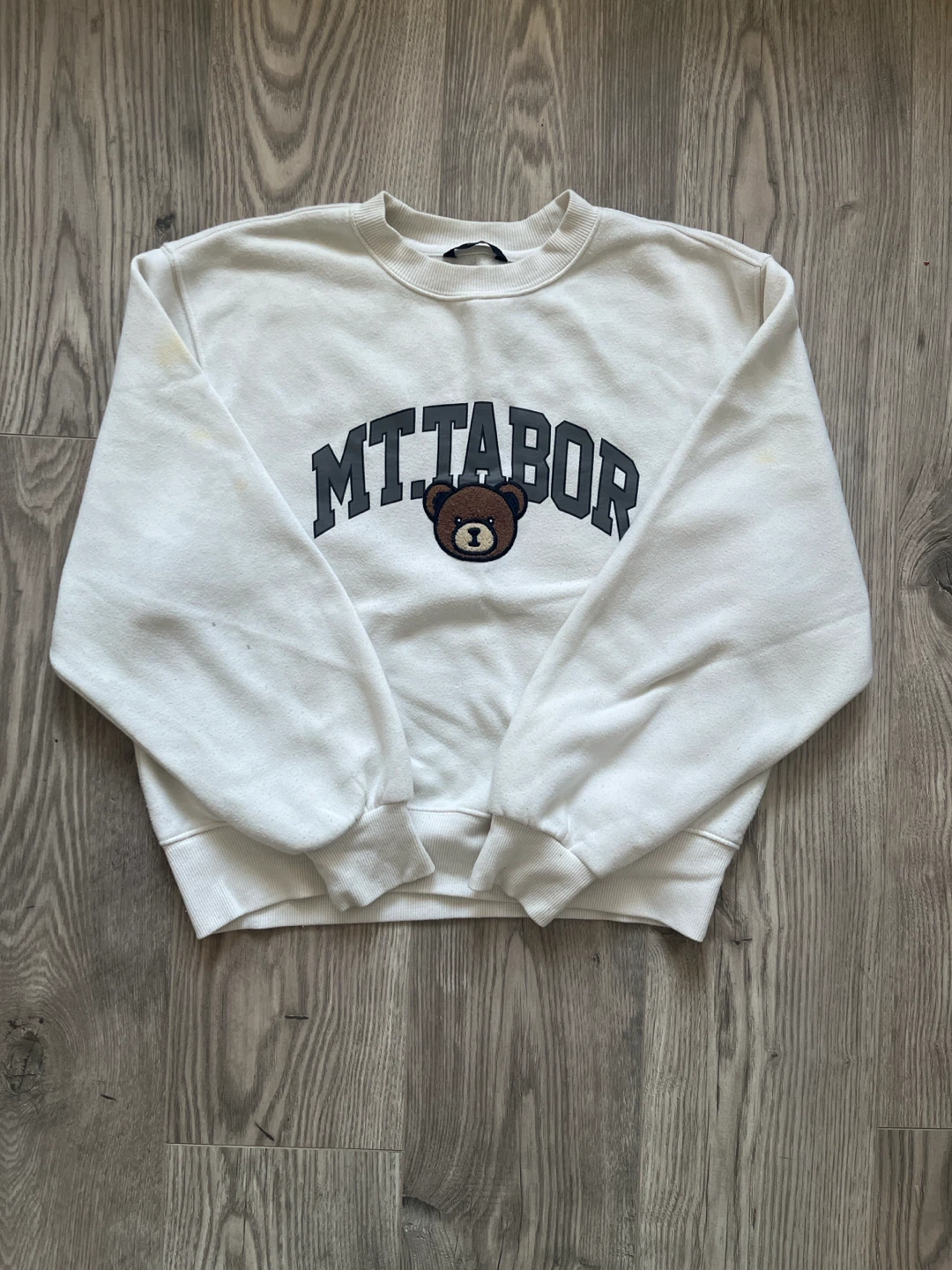 Cream Fuzzy Bear Sweatshirt