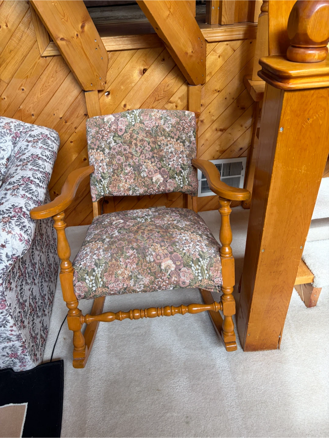 Set of 2 Vintage floral wooden rocking chairs