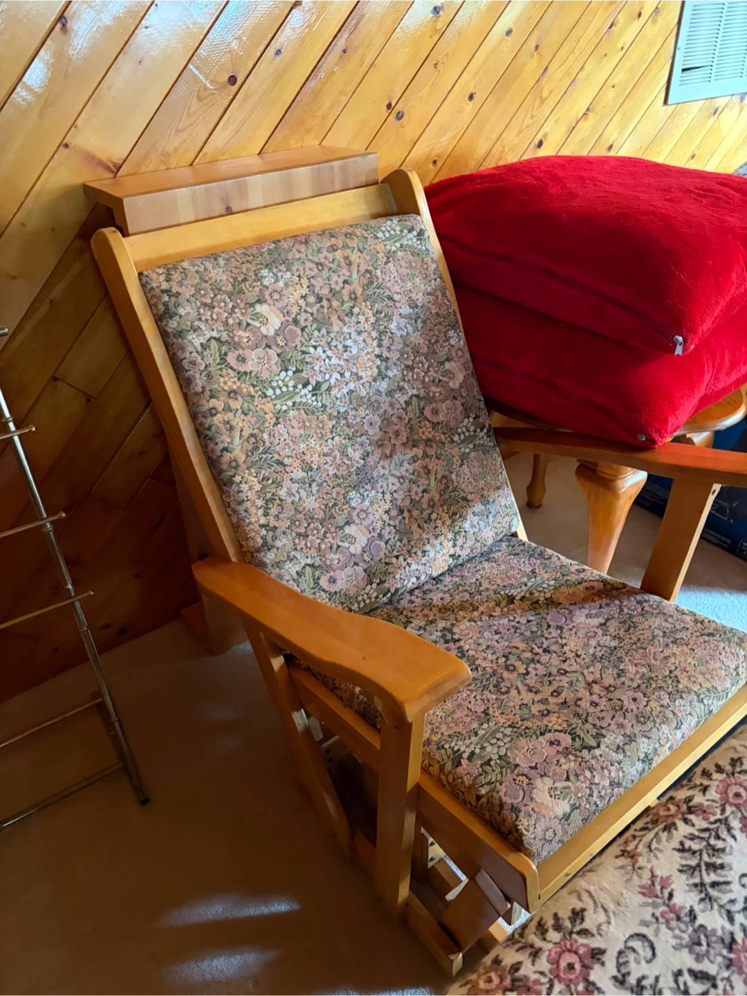 Set of 2 Vintage floral wooden rocking chairs - photo 2