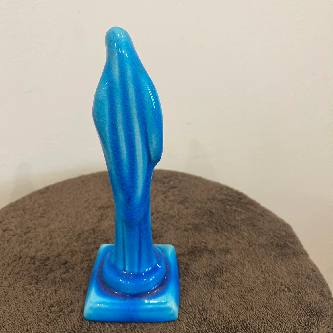 Blue Ceramic Virgin Mary and Child Figurine - photo 2