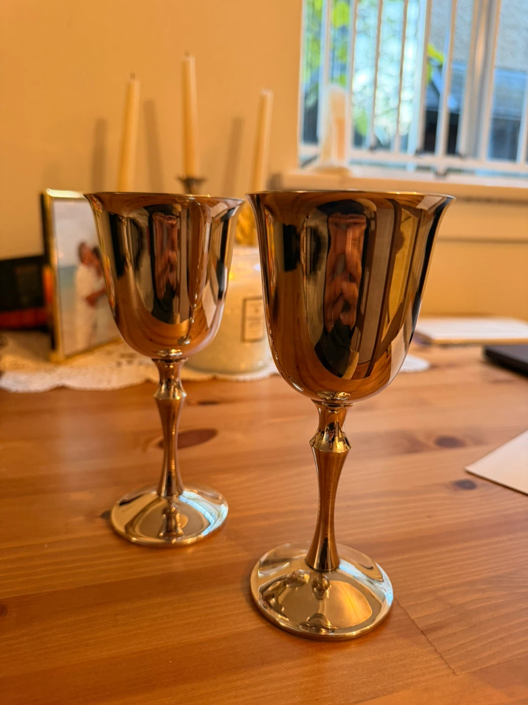 Set of Two M&C E.P. Silver covered Goblets