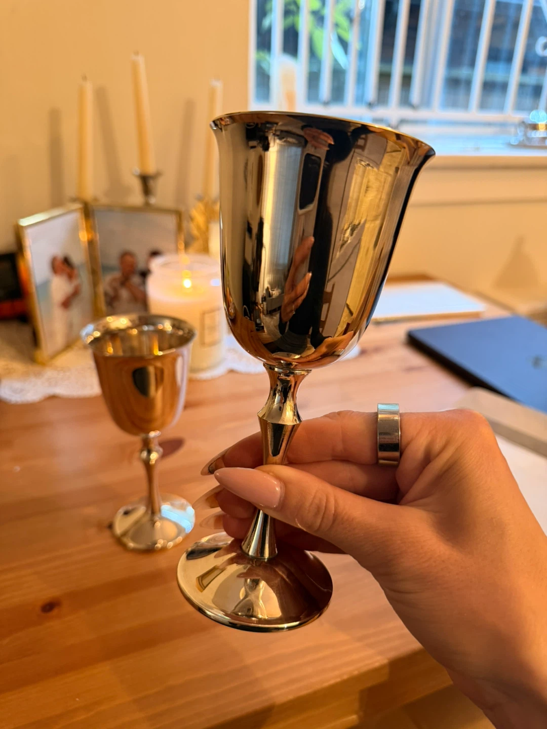 Set of Two M&C E.P. Silver covered Goblets - photo 3