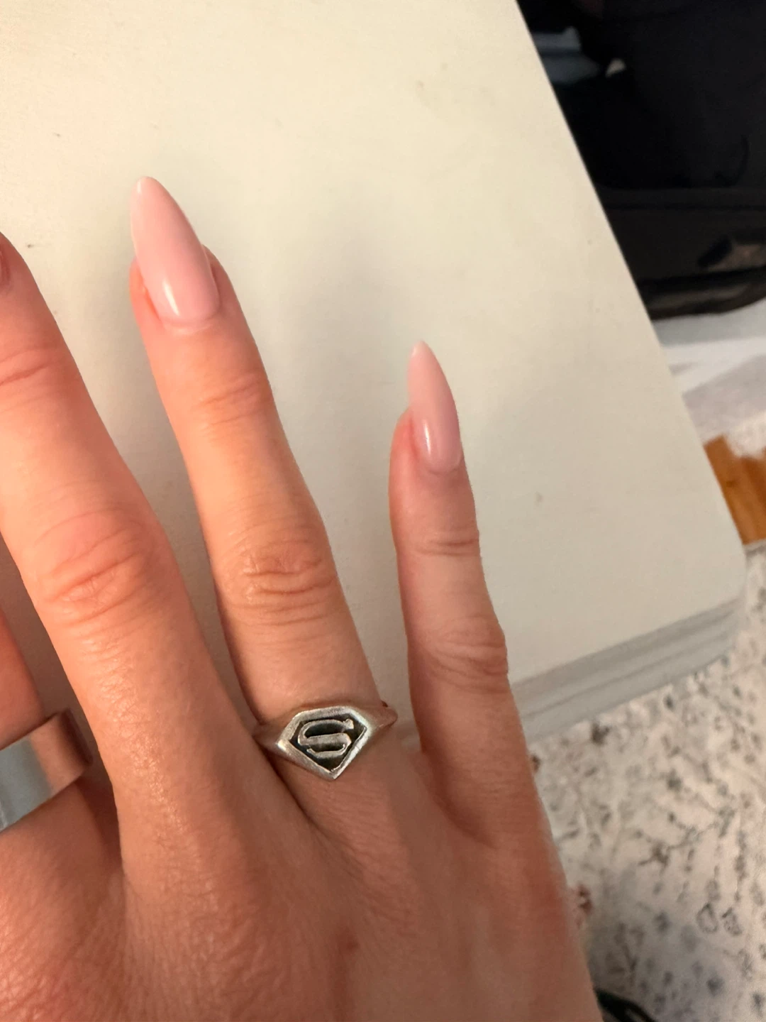 Silver plates Superman logo ring - size 7-8 - photo 3