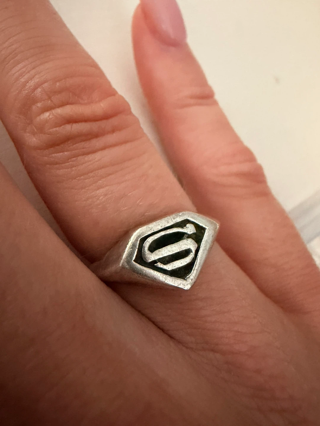 Silver plates Superman logo ring - size 7-8 - photo 4
