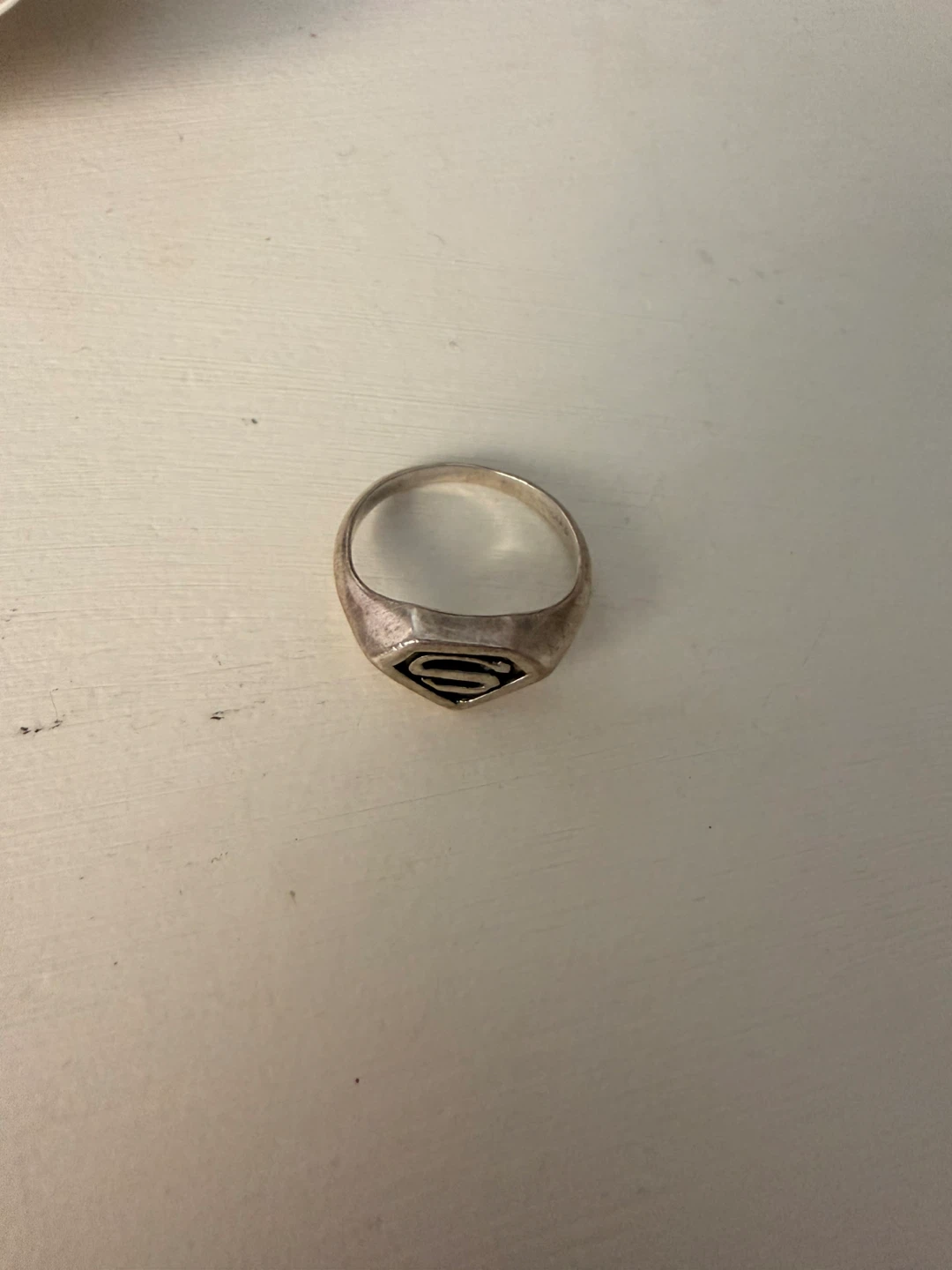 Silver plates Superman logo ring - size 7-8 - photo 5