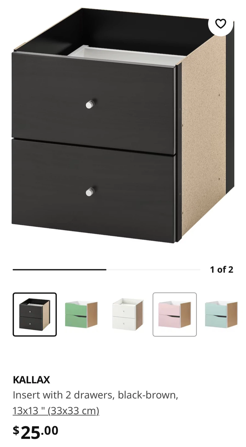 IKEA KALLAX Insert with 2 drawers, black-brown - photo 3
