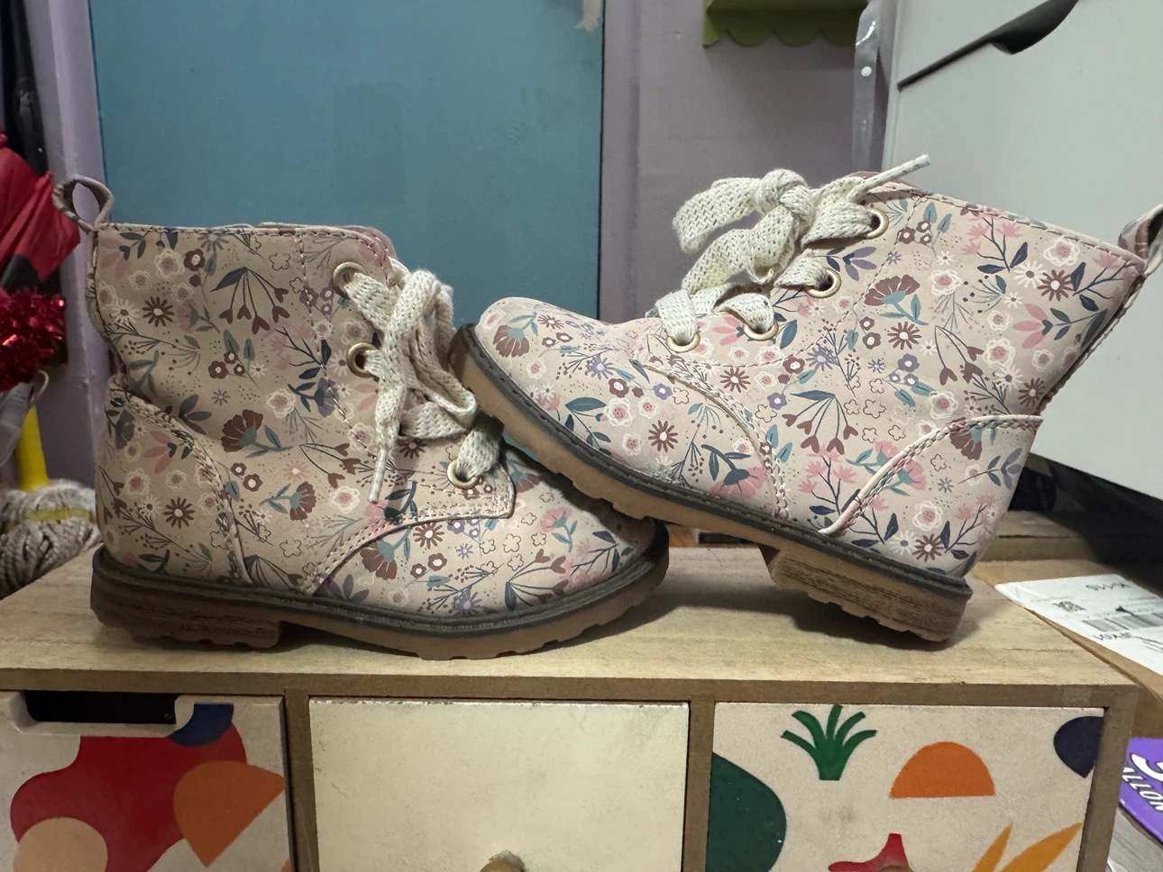 Cat & Jack Floral Toddler Boots Size 8