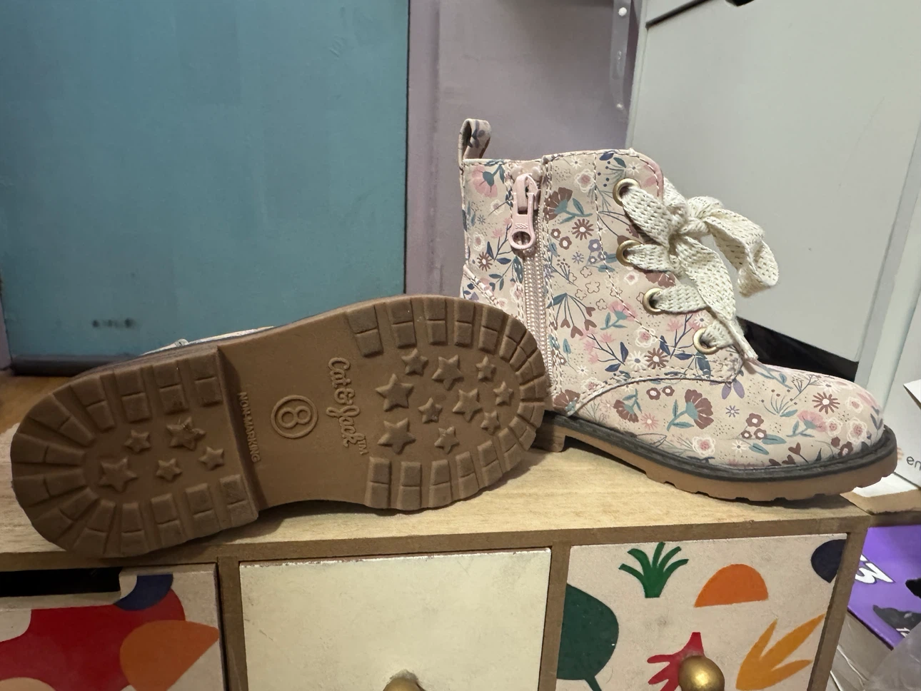 Cat & Jack Floral Toddler Boots Size 8 - photo 2