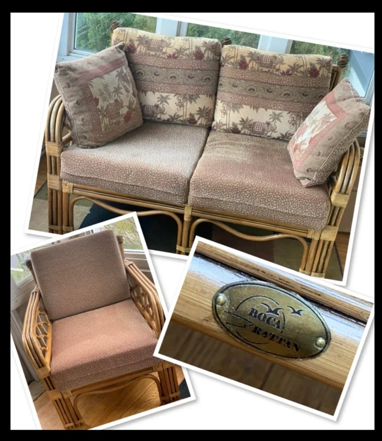 Boca Rattan Loveseat and Chair set - bohemian
