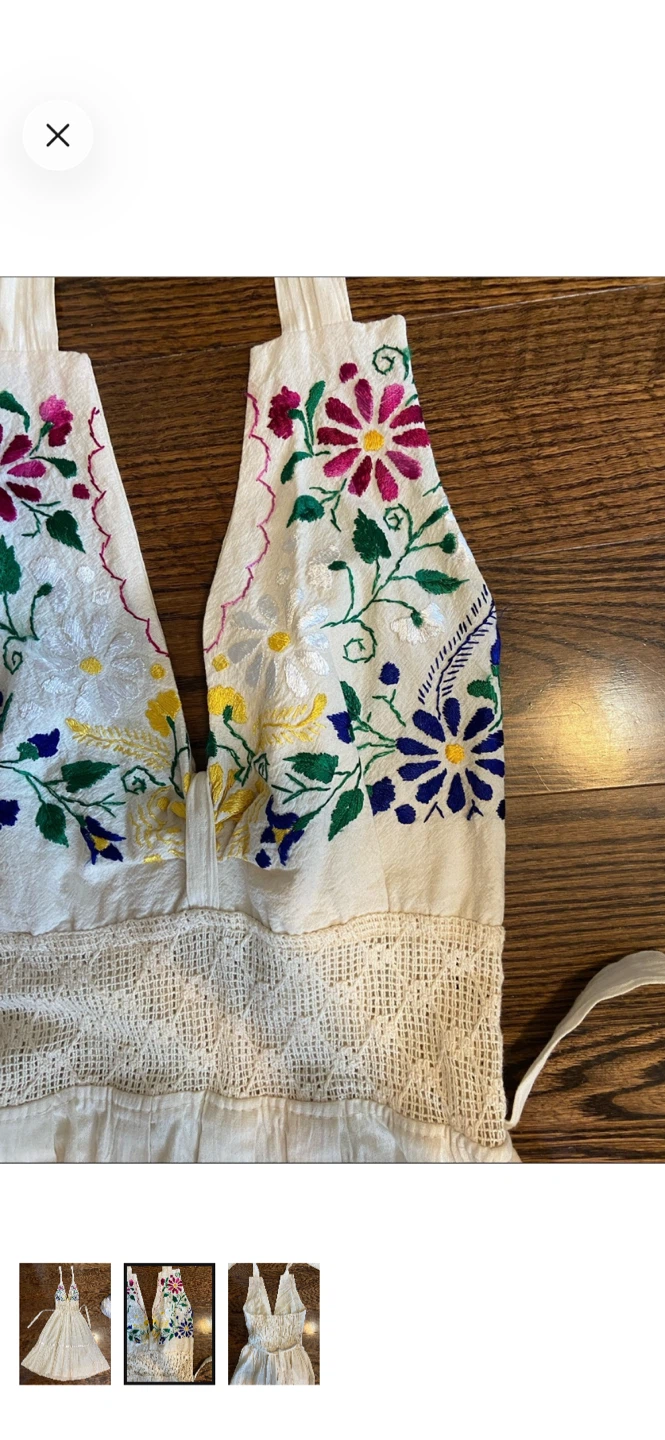 Cream Embroidered Halter Dress - photo 2