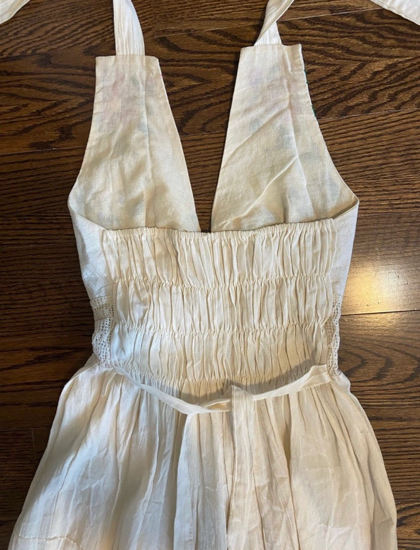Cream Embroidered Halter Dress - photo 3