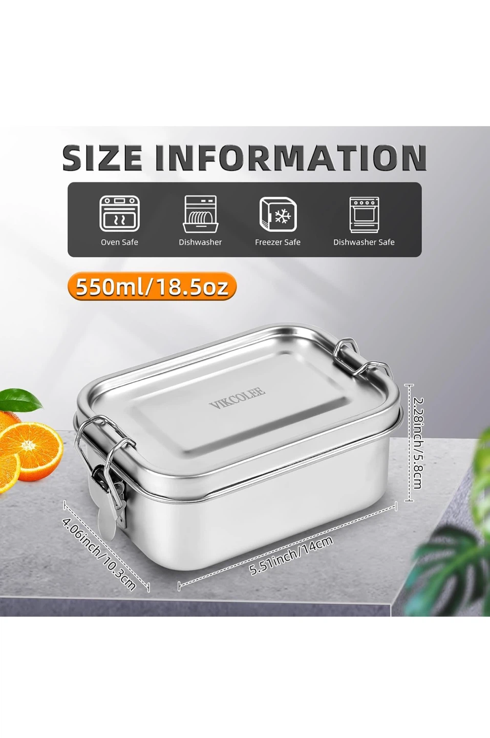 Vikcolee 550ml Stainless Steel Lunch Box - photo 2