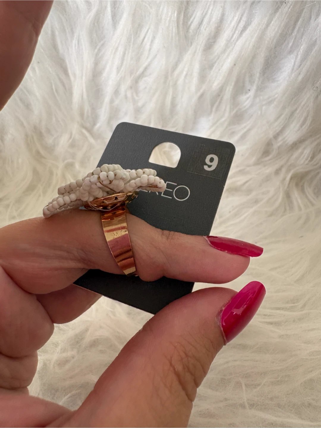 ETÈREO White Beaded Flower Ring - photo 2