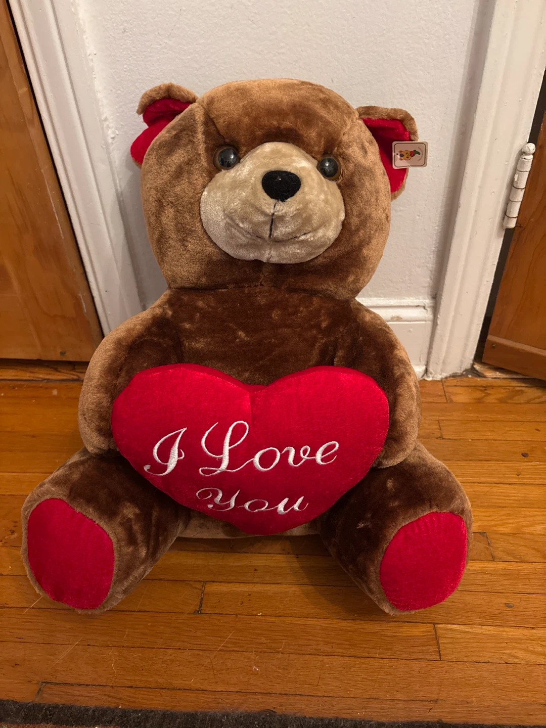 Large Brown Plush Bear with I Love You Heart