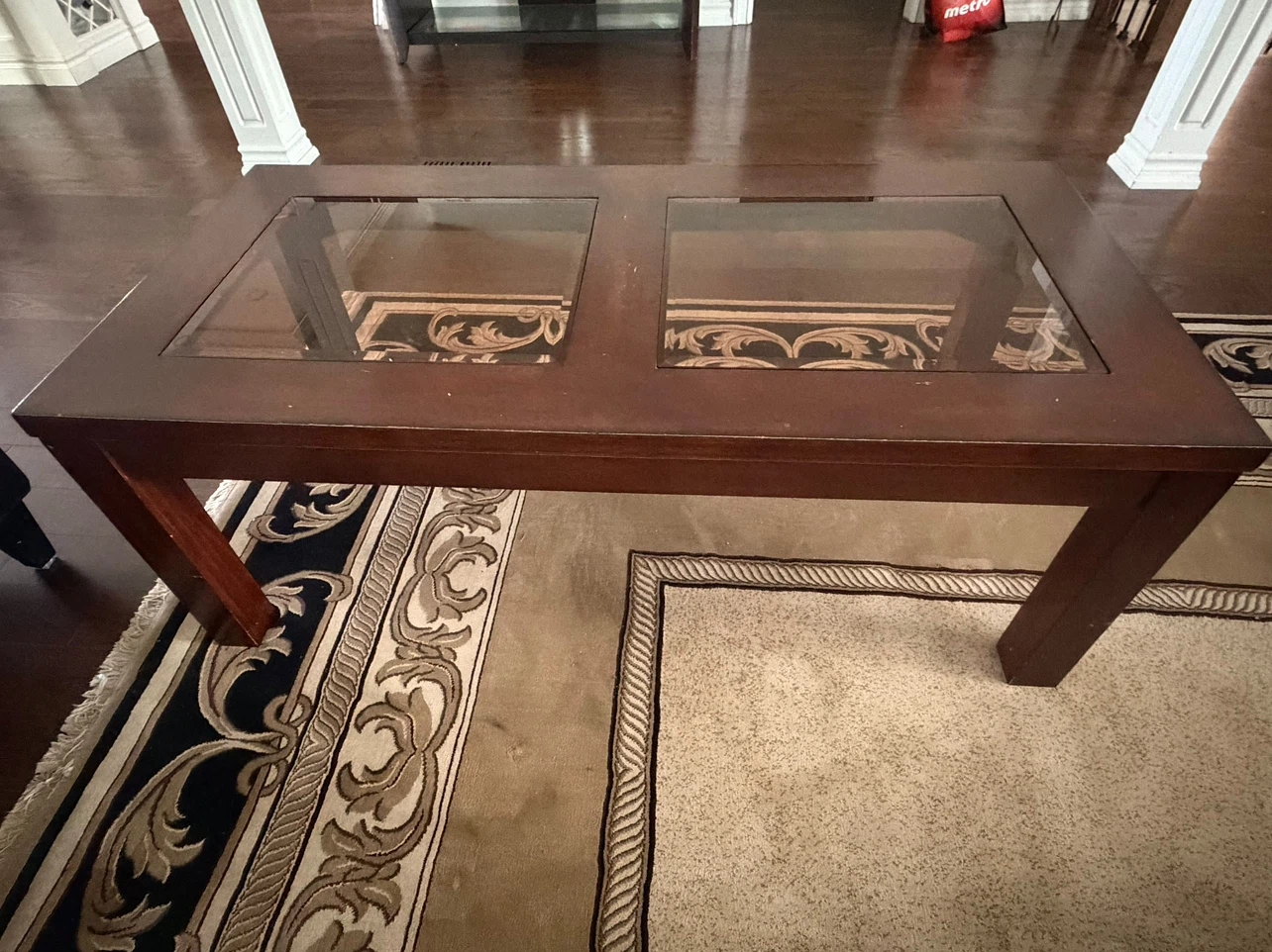 Dark wood coffee table with glass inserts - photo 2