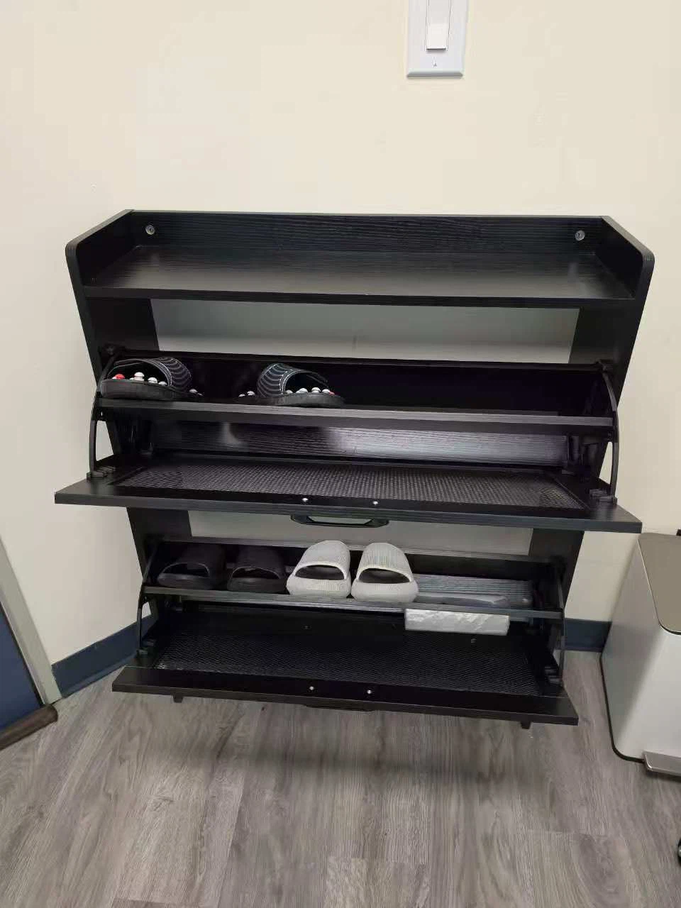 Black 2-Tier Metal Mesh Shoe Cabinet - photo 2