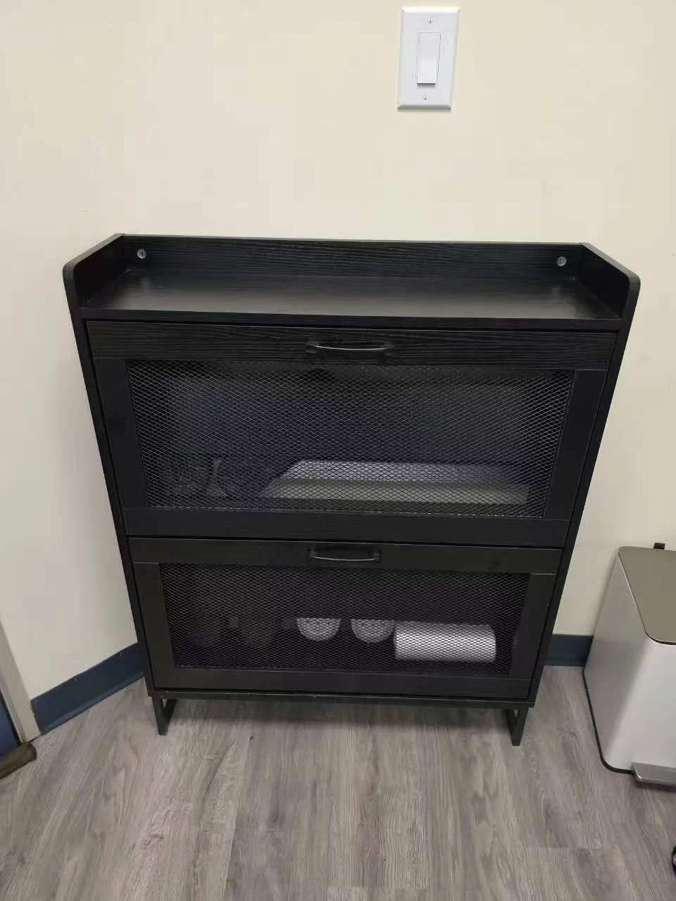 Black 2-Tier Metal Mesh Shoe Cabinet - photo 3