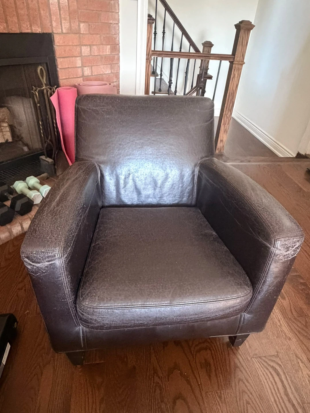 Dark brown leather accent chair