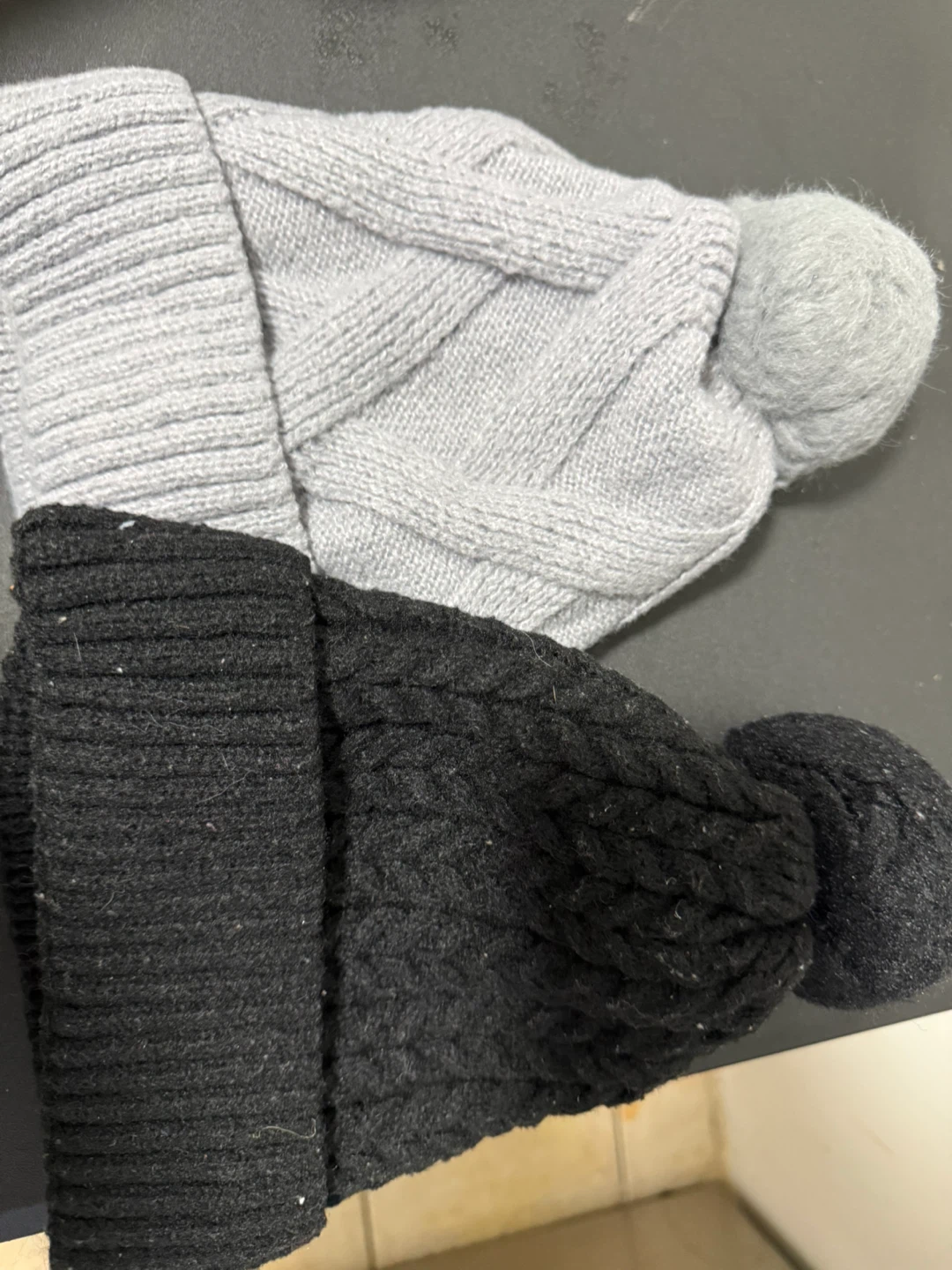Two Knit Pom-Pom Beanies