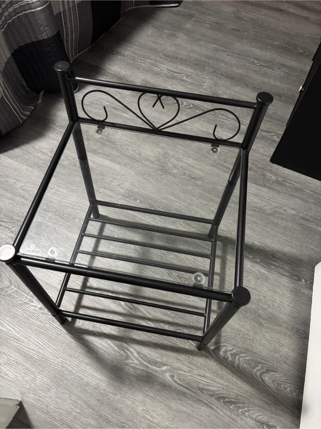 Black Metal and Glass Side Table
