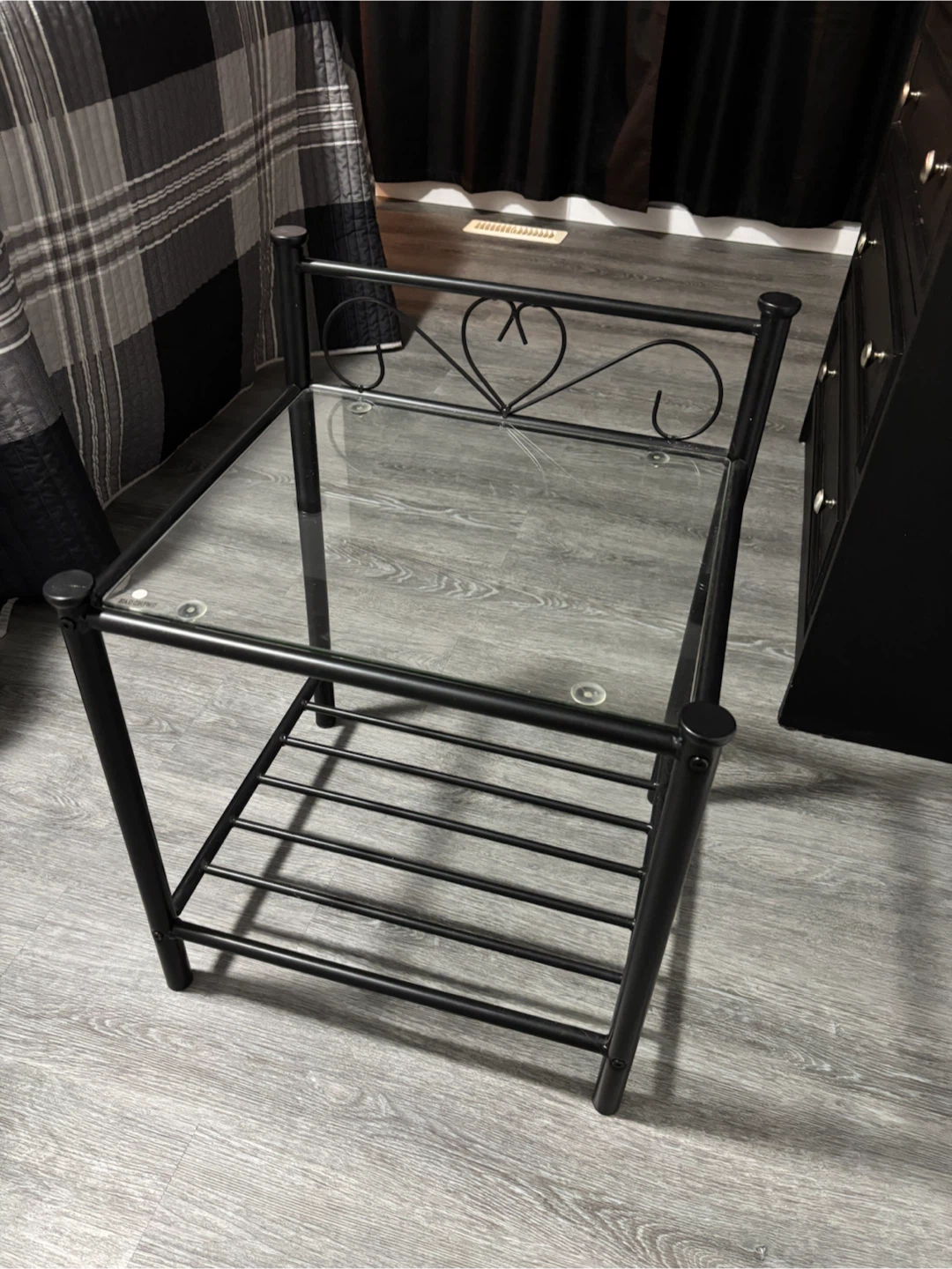Black Metal and Glass Side Table - photo 2