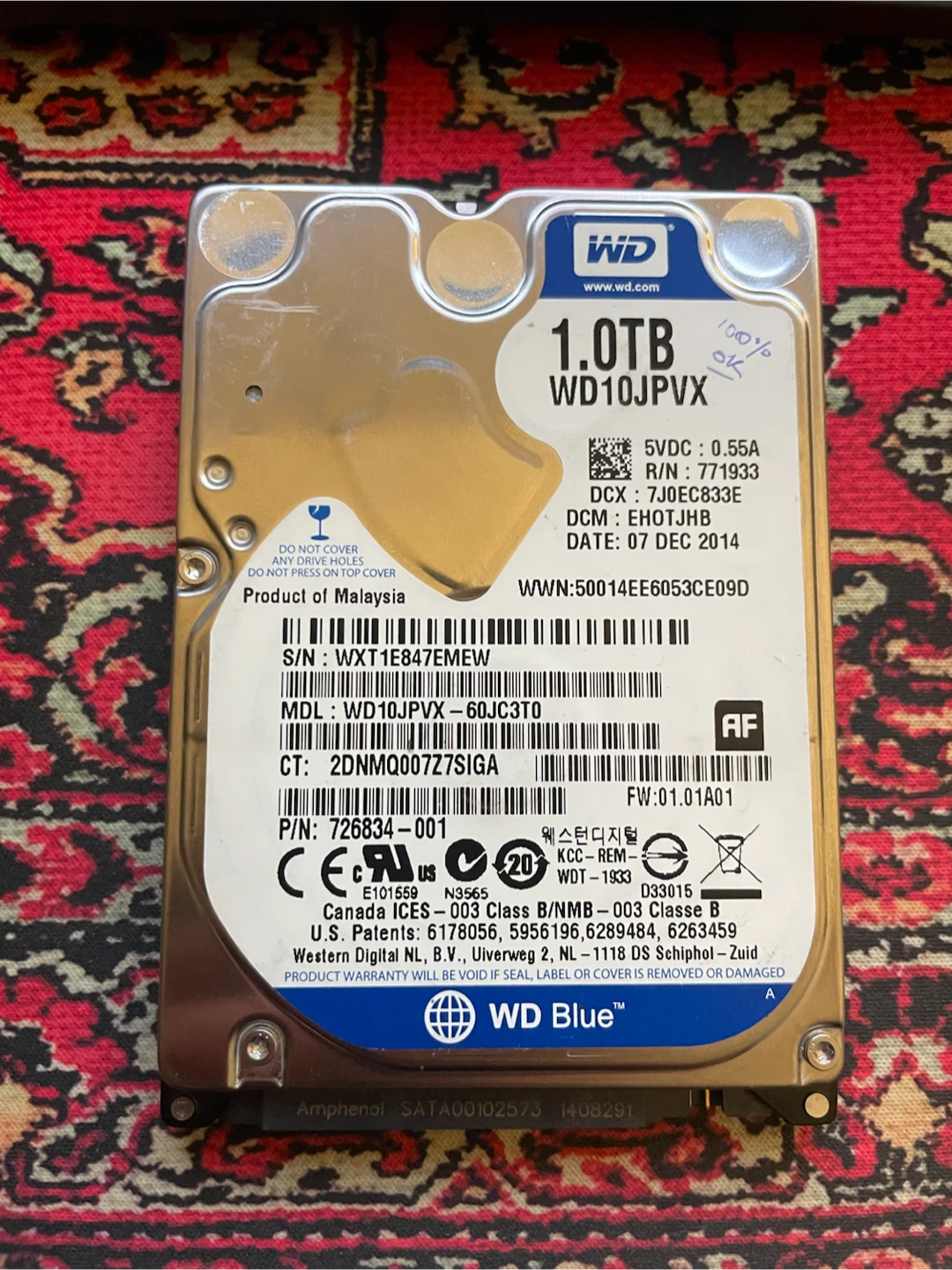 WDC 1TB SATA 2.5" 5400RPM HDD