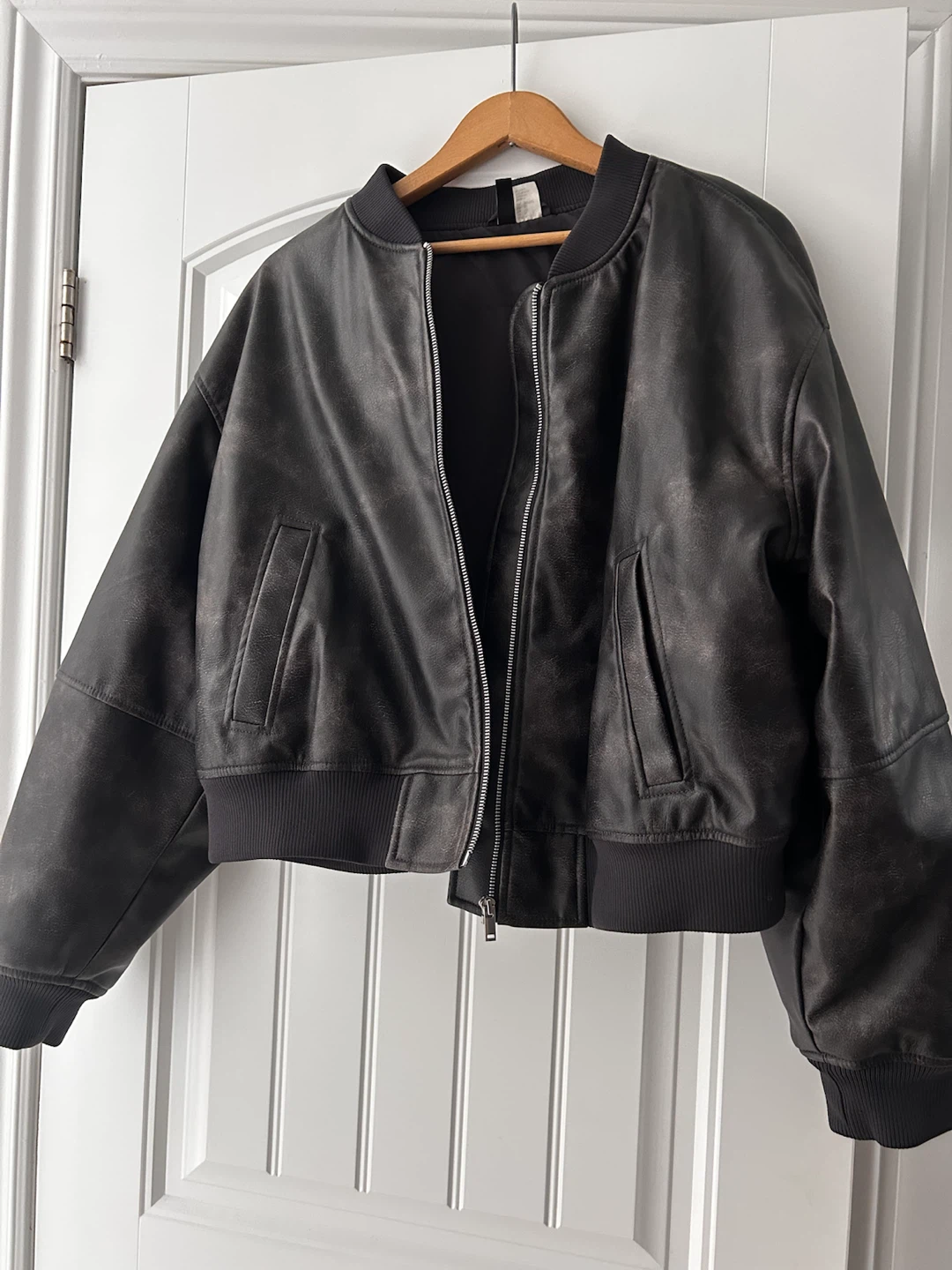 Faux Leather Bomber Jacket