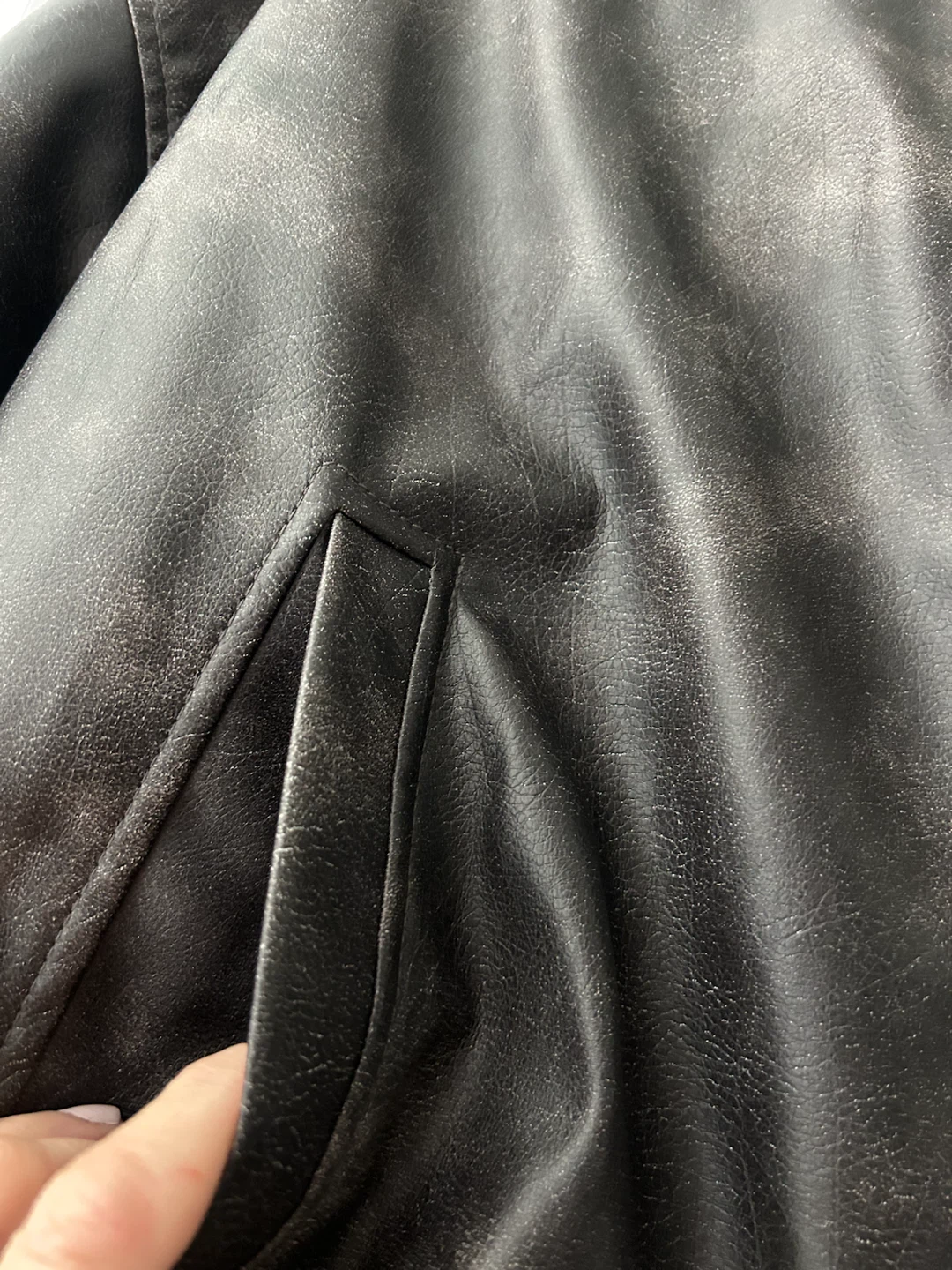 Faux Leather Bomber Jacket - photo 3