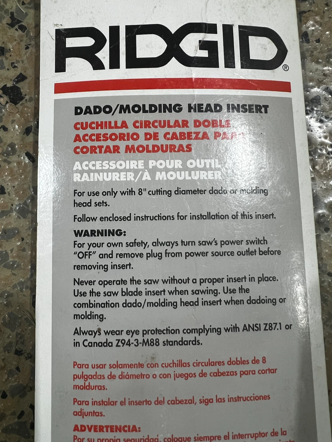 RIDGID Dado/Molding Head Insert AC1030 - photo 4