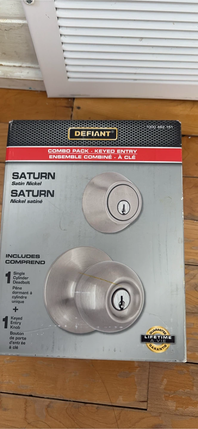 Defiant Saturn Keyed Entry Combo Pack - Satin Nickel